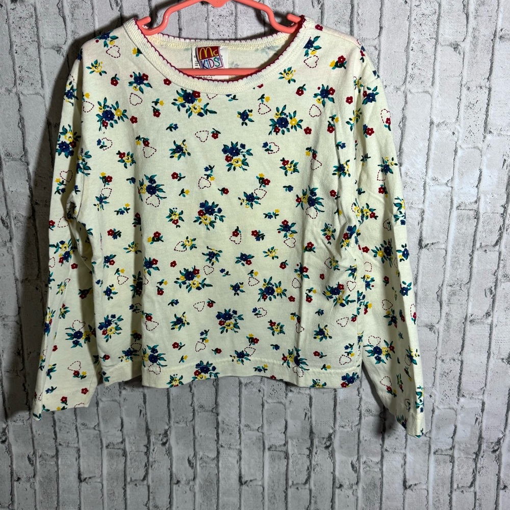Vintage Made In The USA Multi-color McKids 6X Shirt Long Sleeve Flower School